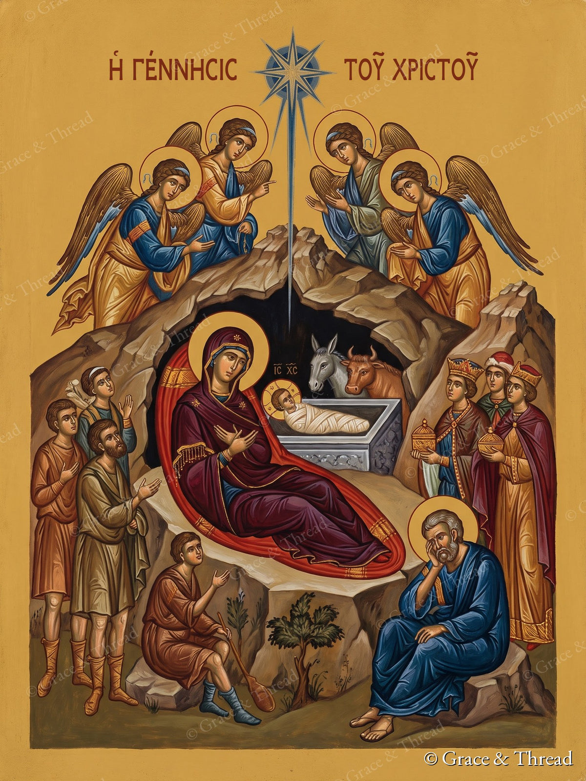 Nativity of Christ – Byzantine icon (watermarked)