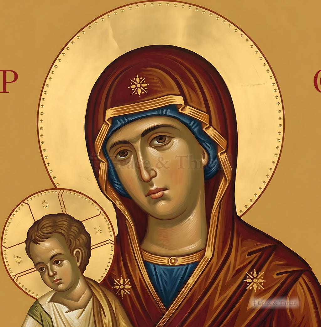 Panagia Kykkotissa – close-up detail of the icon (watermarked)