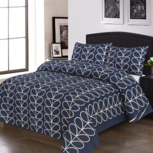 Moroccan Printed Bed Sheet- Navy Blue